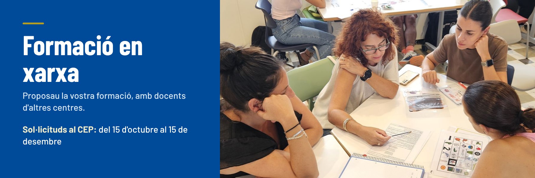 Formació en xarxa: proposau la vostra formació amb docents d'altres centres. Sol·licituds al CEP del 15 d'octubre al 15 de desembre.